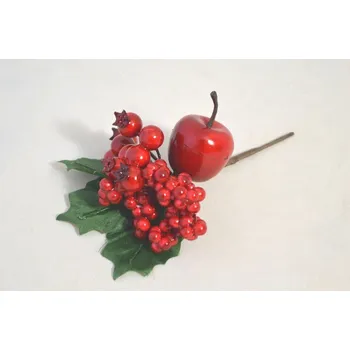 Vánoční dekorace Přízdoba jablíčko, bobule 15 cm červená