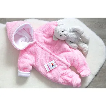 Kojenecká kombinéza AMÁLKA Zateplená chlupatá kombinéza, růžová Velikost: 62-68