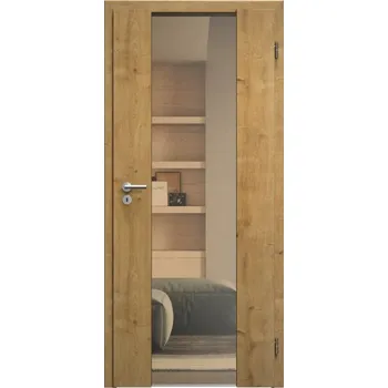 Interiérové dveře SAPELI HARMONIE KOMFORT M40 - CPL LAMINÁT - OTOČNÉ DVEŘE VČ. ZÁRUBNĚ - dub sukatý Průchozí šířka (cm): 90, Průchozí výška (cm): 197, Typ skla: Planibel bronz