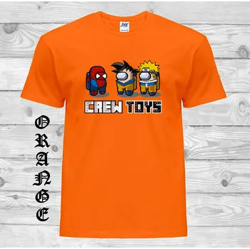 Chlapecké tričko detske-levne-bavlnene-tricko-potisk-Crew-Toys-Among-Us Barva: Orange - oranžová, velikost: 128