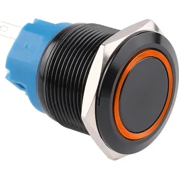 vypínač Spínač kovový s aretací, černý, průměr 25mm, IP65 Žlutá 110-220 V AC