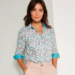 Košile s potiskem květin, bavlna tyrkysová 52