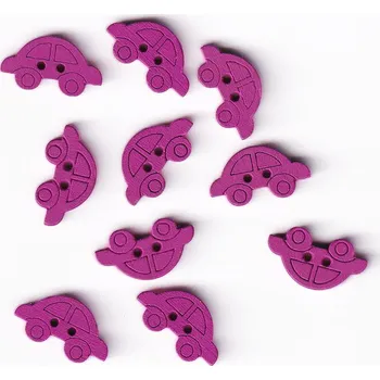 Knoflík Knoflík dřevěný 20x11 mm Autíčko - fuchsiový