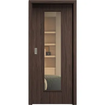 Interiérové dveře SAPELI ELEGANT PRAKTIK M55 - START - POSUVNÉ DVEŘE VČ. ZÁRUBNĚ - Ořech Průchozí šířka (cm): 120, Průchozí výška (cm): 210, Typ skla: Planibel bronz