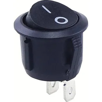 vypínač Kolébkový vypínač kulatý KCD1, 19mm, 250V/6A, 2-pin, černý