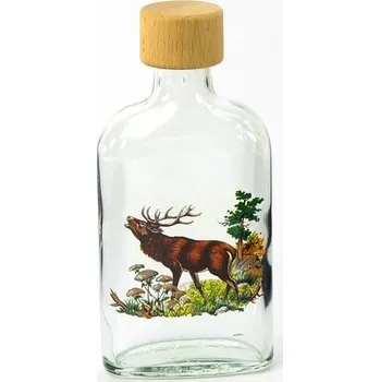 Láhev Láhev sklo 200ml PLACKA s dřevěným víčkem LOV