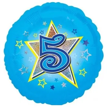 Balónek Amscan / Reithmüller Balonek fóliový číslo 5 modrý, 43 cm