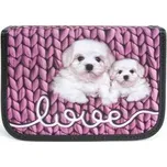 Piórnik z 2 klapkami Love różowy