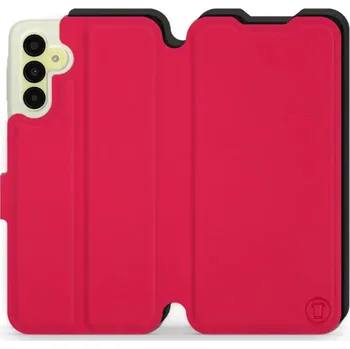 Pouzdro na mobilní telefon Flipové pouzdro Mobiwear Semiš - Samsung Galaxy A15 / A15 5G - Rudé & Černé (Knížkové semišové flip pouzdro, obal, kryt na mobil Samsung Galaxy A15 / A15 5G - Rudé & Černé, materiál semiš + TPU, ochrana 360°, stojánek, silikonová vanička, magnetické)