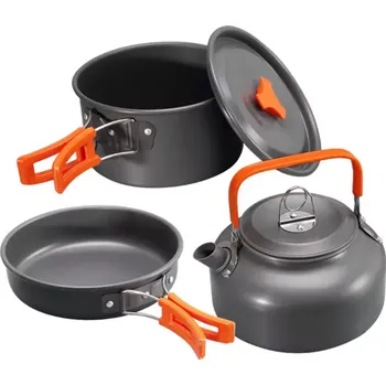 Kempingové nádobí Třídílný skládací přenosný kempingový set na vaření DS-308 - Nakida