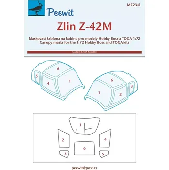 Plastikový model Peewit 1/72 Canopy mask Zlín Z-42M (HOBBYB/TOGA)