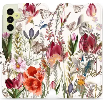 Pouzdro na mobilní telefon Flipové pouzdro Mobiwear - Samsung Galaxy A15 / A15 5G - MP01S Rozkvetlá louka (Knížkové flip pouzdro, obal, kryt na mobil Samsung Galaxy A15 / A15 5G - MP01S Rozkvetlá louka, materiál Umělá kůže + TPU - ochrana 360°, stojánek, silikonová vanička,)