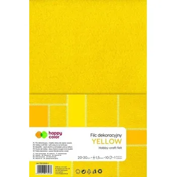 Set školních potřeb Filc dekoracyjny żółty 10szt HAPPY COLOR
