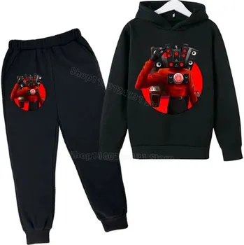 Roblox Pohodlná dětská tepláková souprava s motivem Skibidi Toilet Barva: CSR75X (černá mikina), Velikost: 150 (11-12 let)