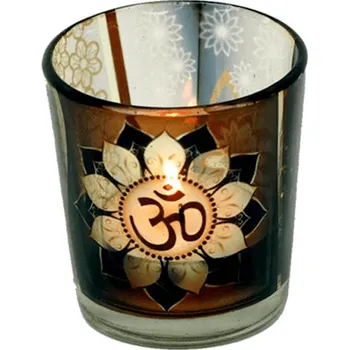 Svícen Milujeme Kameny Svícen Óm - skleněný 4630