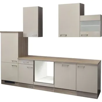 Kuchyňská linka Kuchyňský blok Flex Well Nepal 280 cm barva čela kašmírová lesklá barva korpusu sonoma dub