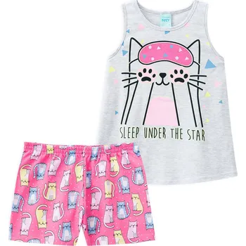 Dívčí pyžamo KYLY KOČKY šedo-růžové Velikost: 158