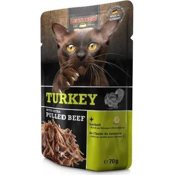 Krmivo pro kočku Leonardo Kapsička - krůtí + extra trhané hovězí 70g