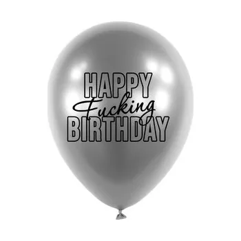Balónek Balonky Happy Fuc... Birthday, Stříbrné, 5 ks