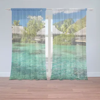 Záclona Záclony Chatky na moři: 2 ks - 150x250 cm - Sablio