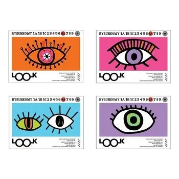 Set školních potřeb Blok rysunkowy A4/15K biały+kolor Look (10szt)