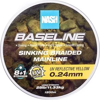 Nash Splétaná Šňůra Baseline Sinking Braid UV Yellow 1200 m - 0,24 mm 11,33 kg