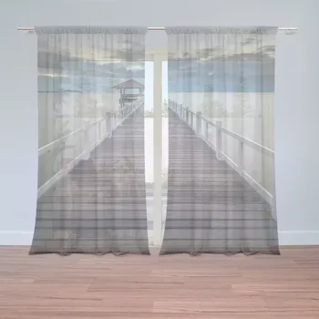 Záclona Záclony Dřevěné molo: 2 ks - 150x250 cm - Sablio