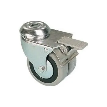 Pojezdové kolečko EGA 2x50/QLDP Otočné dvojkolo s šedou pryžovou obručí s otvorem a brzdou 7120090