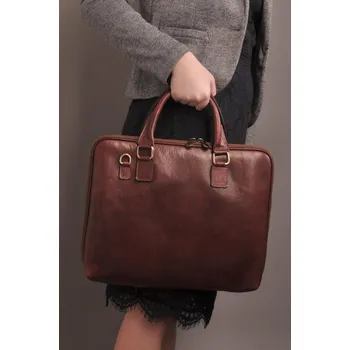 Kabelka Giglio leather Dámská kožená crossbody aktovka 3920 hnědá