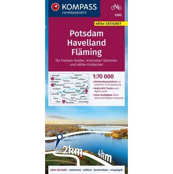 KOMPASS Fahrradkarte 3360 Potsdam, Havelland, Fläming 1:70.000