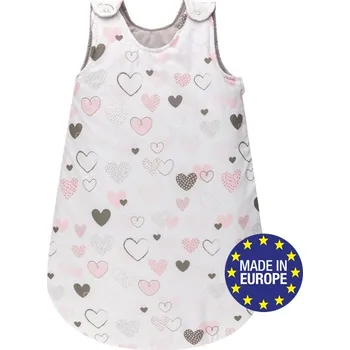 Příslušenství pro dětskou postel a kolébku Bomimi Spací pytel 75cm / 3-12m, SRDÍČKA šedá