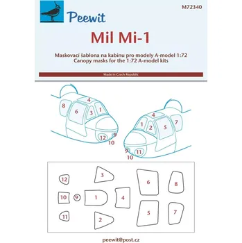 Plastikový model Peewit 1/72 Canopy mask Mil Mi-1 (AMOD)