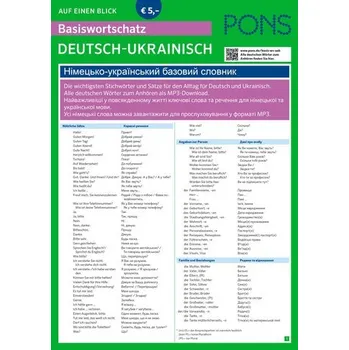 Německý jazyk PONS Basiswortschatz auf einen Blick Deutsch-Ukrainisch