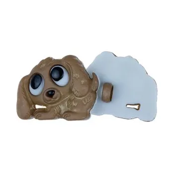 Knoflík Knoflík - balení po 2ks - pejsek ležící hnědý - cca 15x20 mm