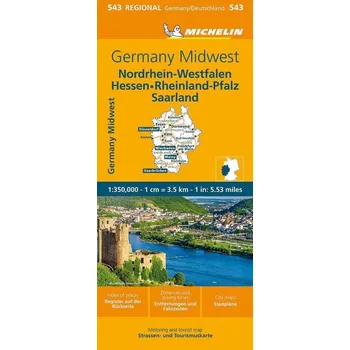 Germany Midwest - Michelin Regional Map 543 [EN] (2023, Karta, Michelin Editions)