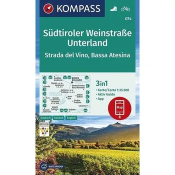 Südtiroler Weinstraße, Unterland, Strada del Vino, Bassa Atesina 1:25 000 - KOMPASS-Karten GmbH