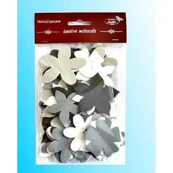 Set školních potřeb Kwiatki czarno-szaro-białe 60szt