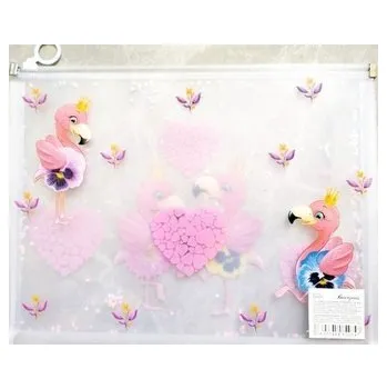 Set školních potřeb Teczka A4+ z plastikowym suwakiem Flamingi P0122