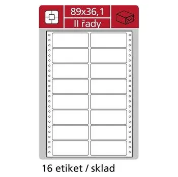 Samolepící etiketa Tabelační dvouřadé etikety, 89 x 36,1 mm, 8000 ks