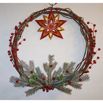 Věnec Věnec pletený přírodní exkluzivní s hvězdou 45 cm
