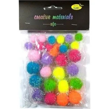 Set školních potřeb Pompony glitter wiosenne 15-25mm 30szt