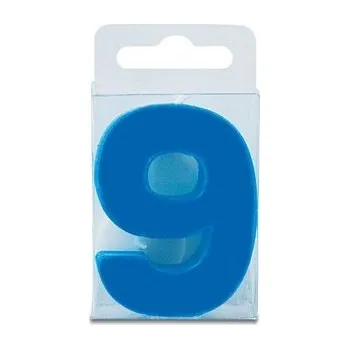 Svíčka Svíčka ve tvaru číslice 9 - mini, modrá - Stadter
