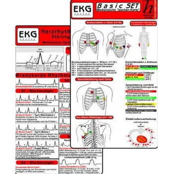 EKG Basic Set - Herzrhythmusstörungen, EKG Auswertung & Anleitung, 3 Medizinische Taschen-Karten