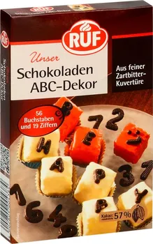 Jedlá dekorace na dort RUF Čokoládová abeceda a čísla 75 ks