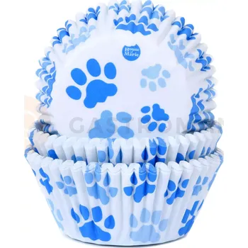 Kuchyňská sůl Košíčky na cupcake, průměr 5 cm, 50 ks modré psí tlapky | HOUSE OF MARIE, HM6789