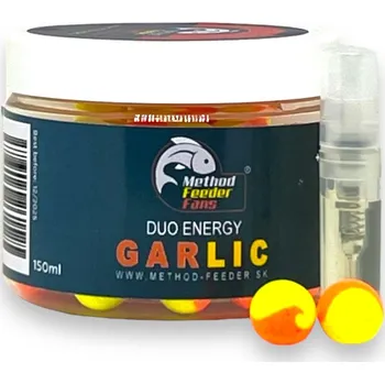 Boilies Plovoucí Boilies Method Feeder Fans Duo Energy 15 mm 100 ml + Sprej Esence 2 ml Varianta: Pop Up Duo Energy Česnek 15 mm 100 ml + Sprej Esence 2 ml