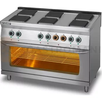 Sporák Elektrický sporák se 6 plotýnkami a elektrickou troubou 3xGN 1/1 | LOZAMET, L700.KE6-PE-max