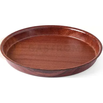 Tác kulatý, dřevěný, protiskluzový se zvýšeným okrajem, mahagon Ø 360 mm | HENDI, 507766