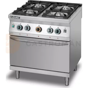 Sporák Plynový sporák se 4 hořáky a plynovou troubou GN 2/1, 800x700x900 mm | LOZAMET, L700.KG4-PG