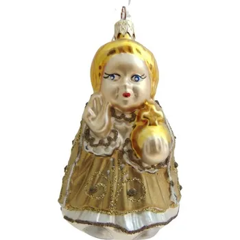 Vánoční dekorace Vánoční ozdoba Pražského Jezulátka v zlatých šatech